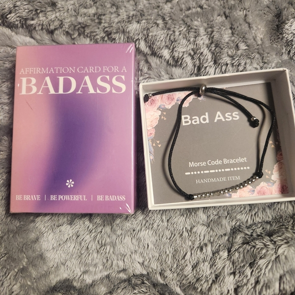 Accessories - Bad Ass Bff Gift Set - Morse Code Bracelet - Black